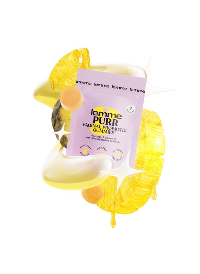 Lemme Purr l Probiotic Gummies for Women - Balanced pH, Healthy Odor, Yeast Balance & Flora Support + Vitamin C for Immune Health - Tasty Pineapple (60 Count) (Pack of 2) - Image 3